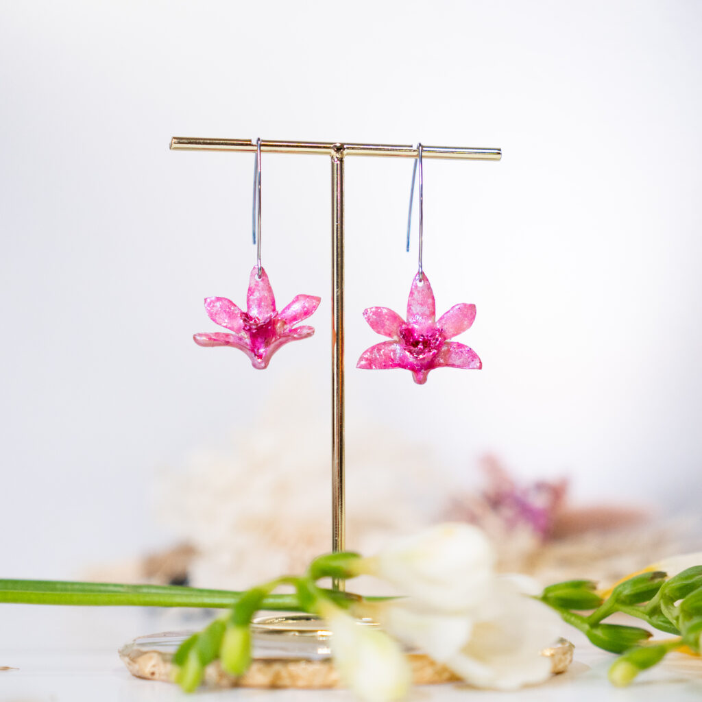 Cercei orhidee roz-fuchsia