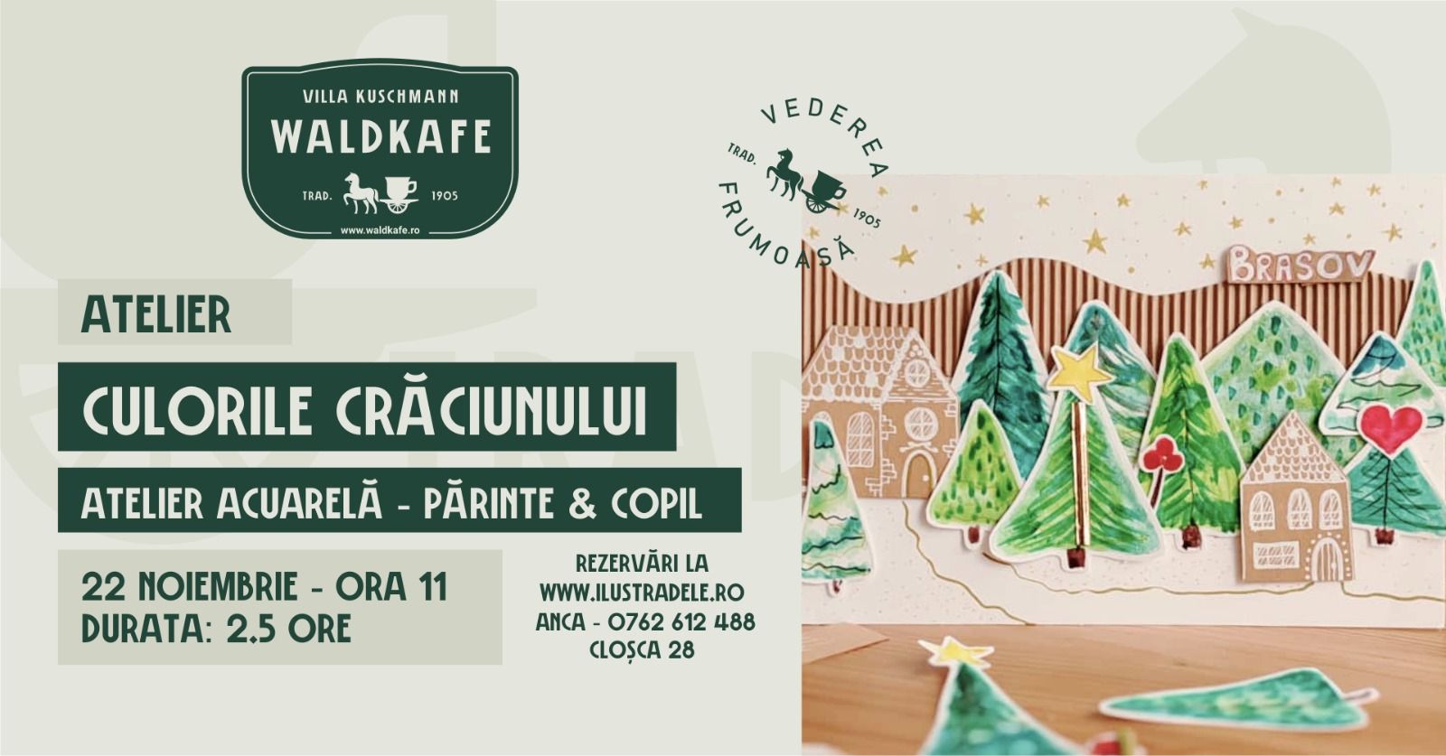 Culorile Crăciunului • Atelier părinte & copil în acuarelă