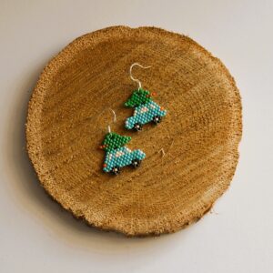 Cercei din mărgele - Crăciun - Mașinuța albastră