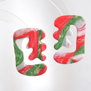 Cercei abstract din lut polimeric, colecția Christmas Carol