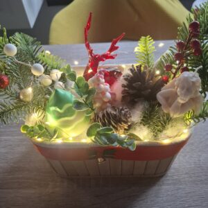 Aranjament Sarbatori cu lumanari din ceara de soia aroma scorțișoară lavanda