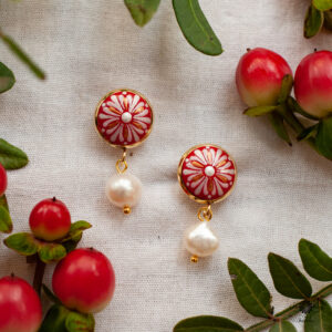 Cercei Mandala MINI cu perle - Roșii