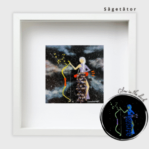 Tablou Zodiac - în culori acrilice, flori de lavandă lipite manual