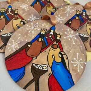 Ornament brad pictat manual - Craciun