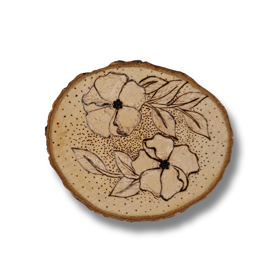 Suport pentru cană/pahar pirogravat manual pe felie de lemn - imagine 5