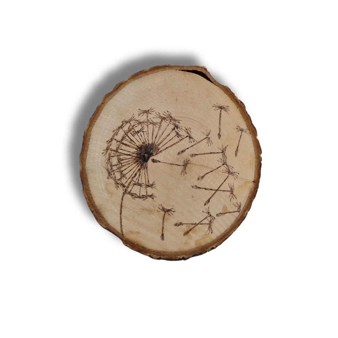 Suport pentru cană/pahar pirogravat manual pe felie de lemn - imagine 4