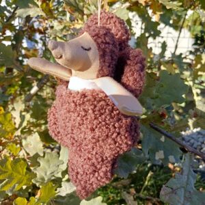 Set Animăluț cu pat - jucărie textilă handmade pentru copii