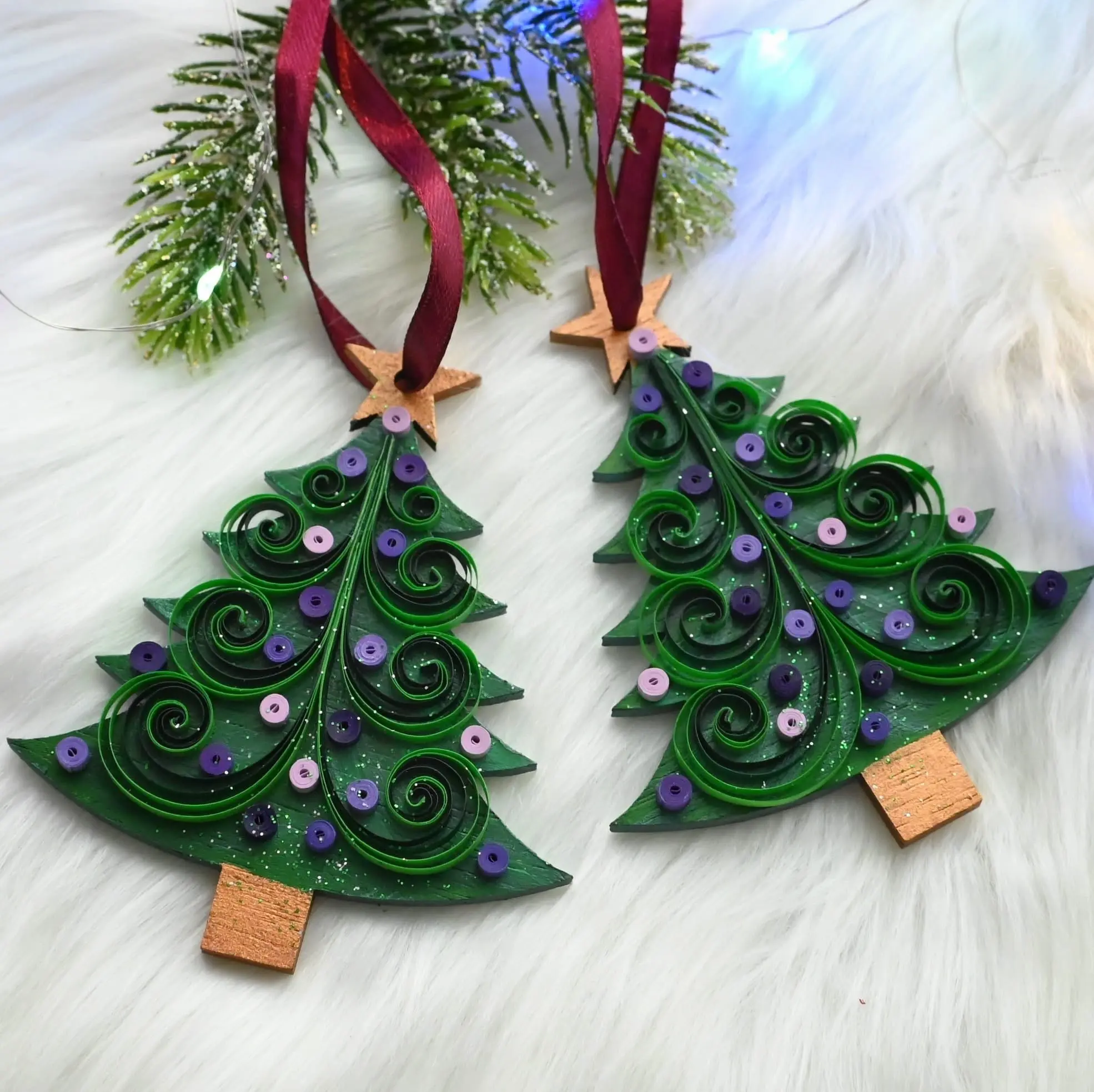 Decorațiune din lemn și hârtie pentru brad - imagine 3