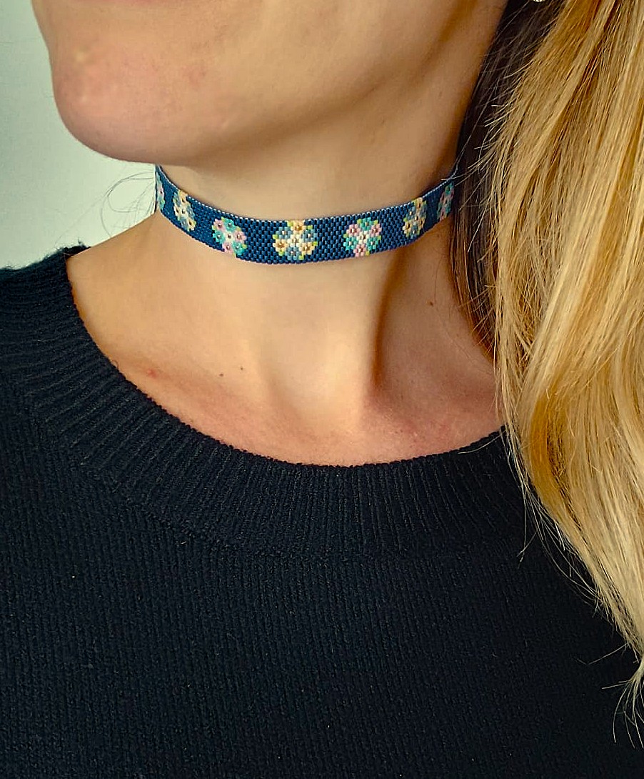 Colier tip chocker "Flori de gheata" - imagine 5