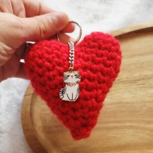 Breloc Inimă cu Pisică